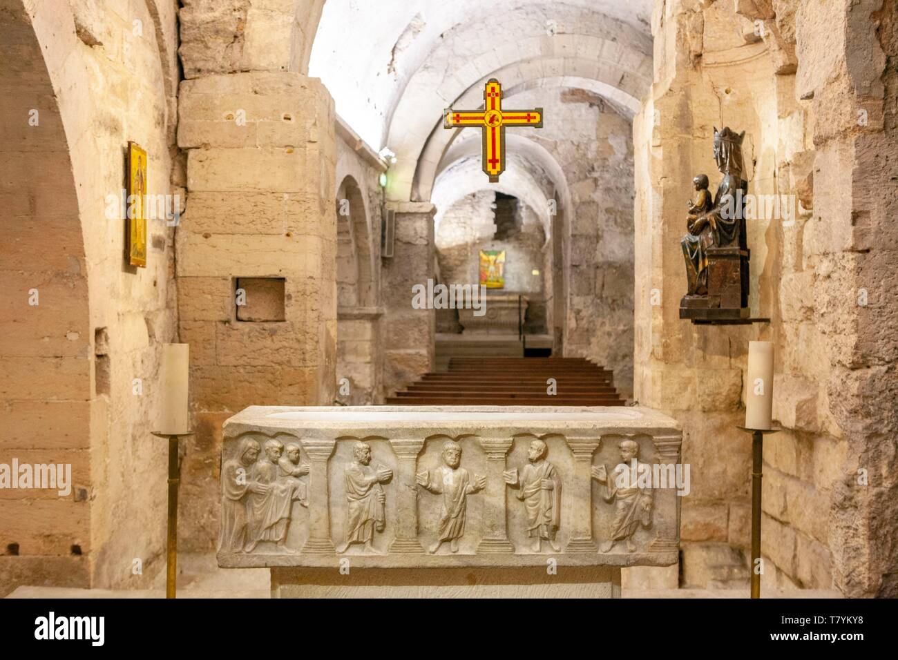 France, Bouches du Rhone, Marseille, the Saint Victor abbey, the crypt Stock Photo