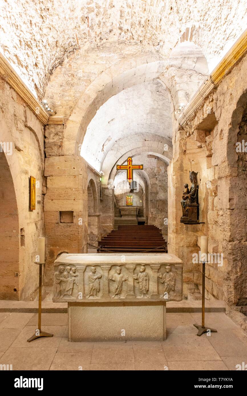 France, Bouches du Rhone, Marseille, the Saint Victor abbey, the crypt Stock Photo