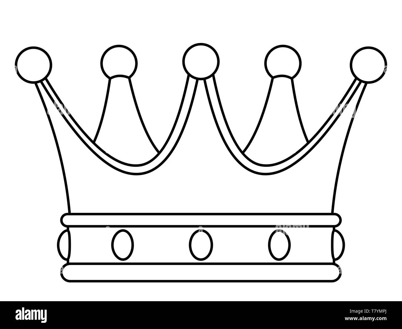 Illustration of the contour royal crown icon Stock Vector