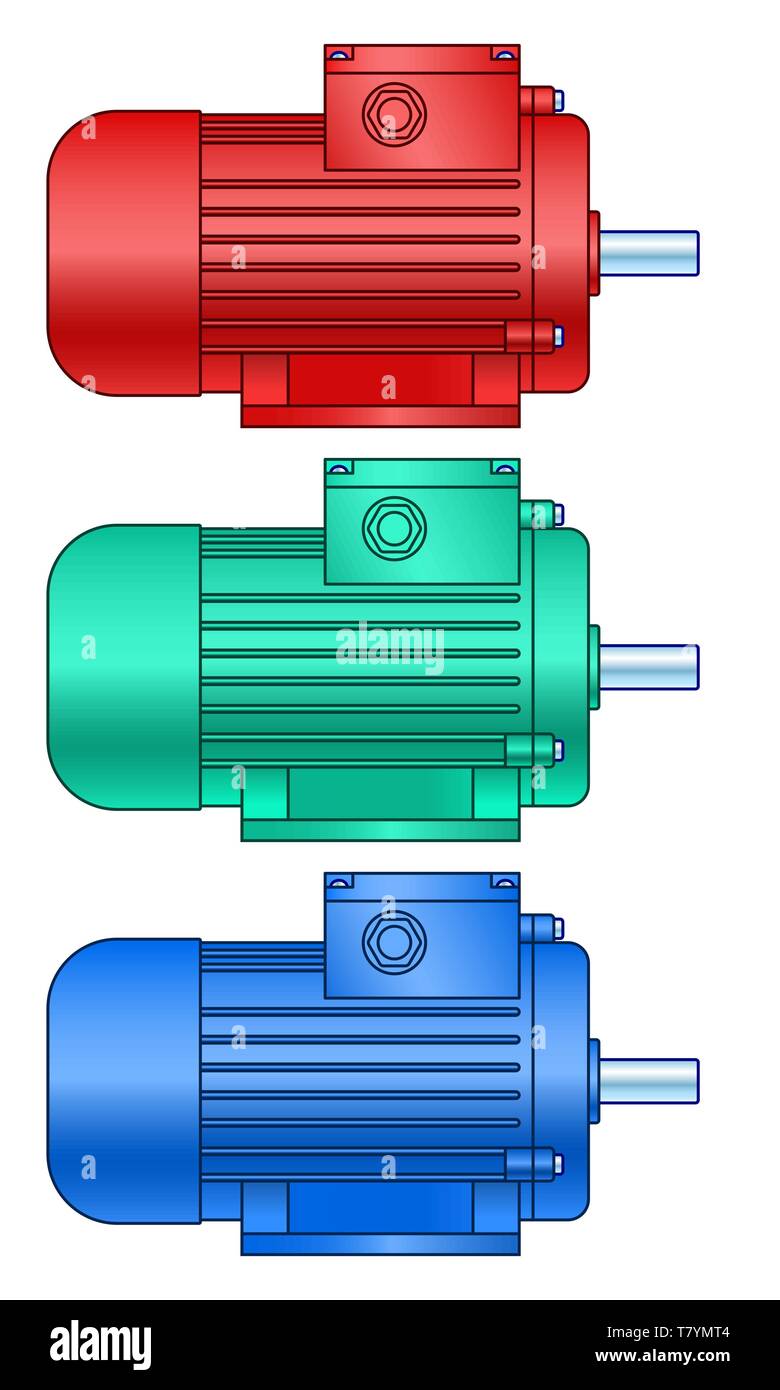 Illustration of the electric motor set side view Stock Vector Image