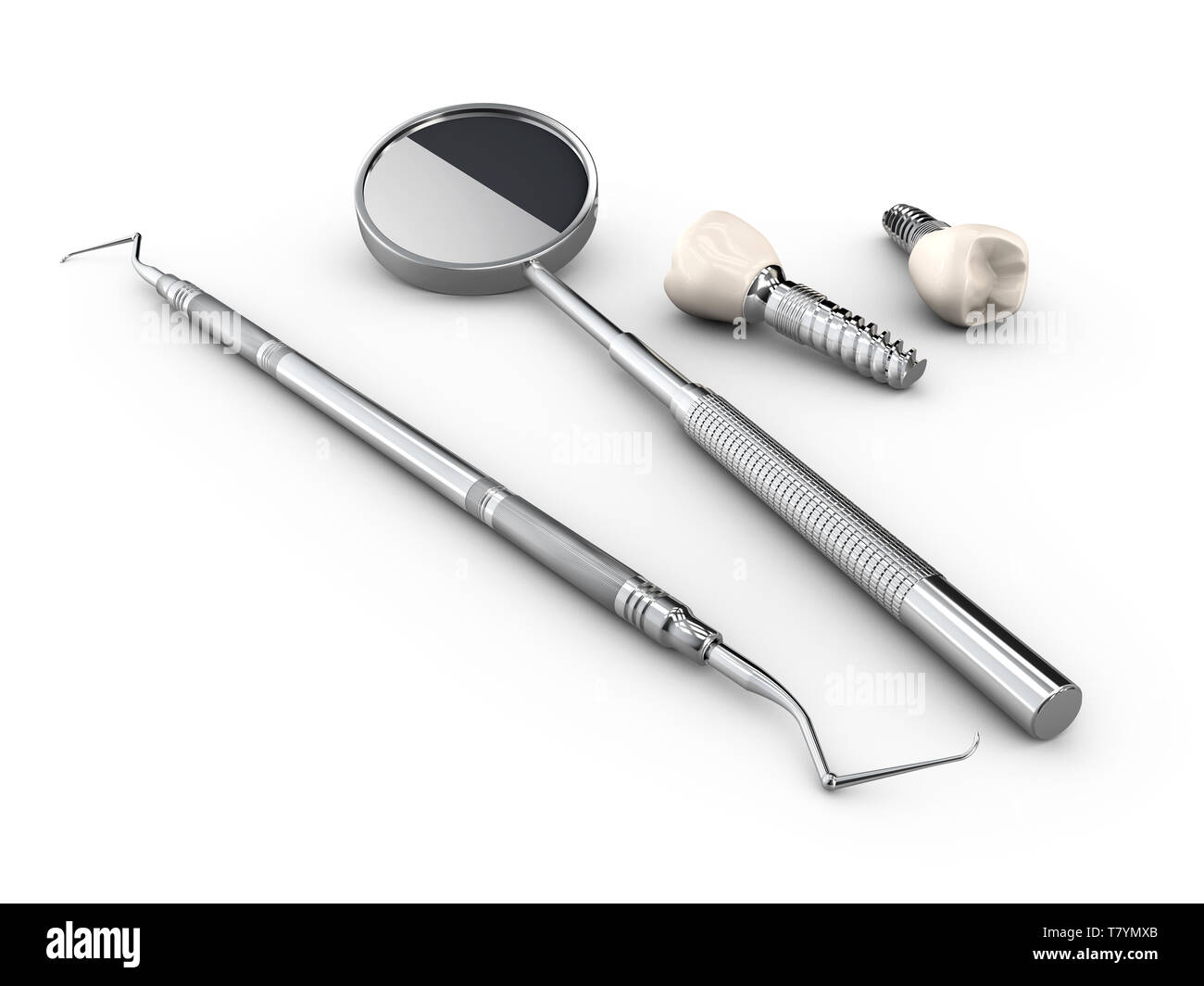 3d Illustration of Dental model and dental equipment on white background Stock Photo Alamy