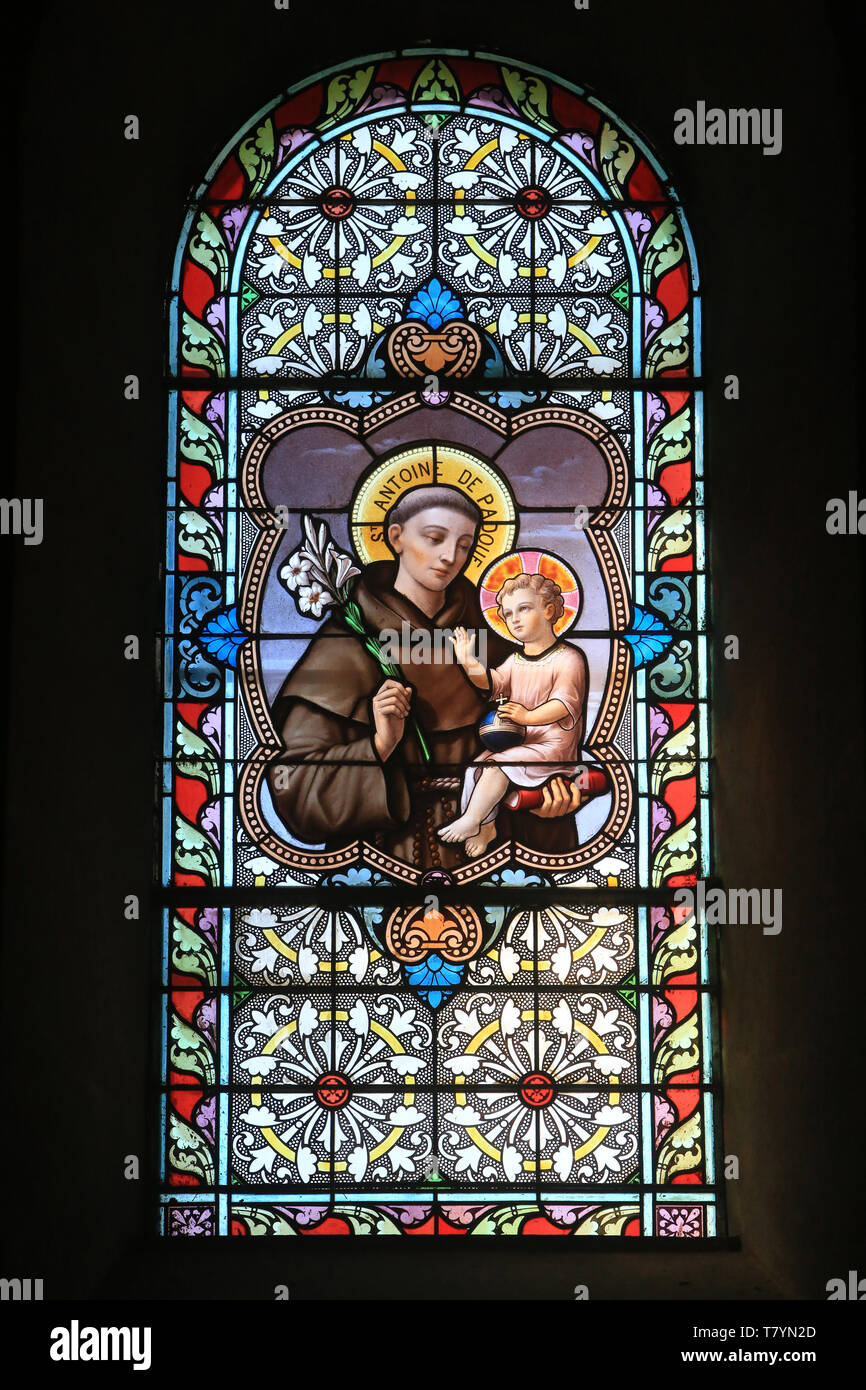 Tableau Vitrail Saint Antoine De Padoue - Art Mural Religieux 70x40cm - Neuf