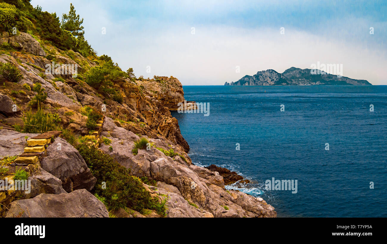 Mediterranean coast Italy facing up Capri island Stock Photo - Alamy