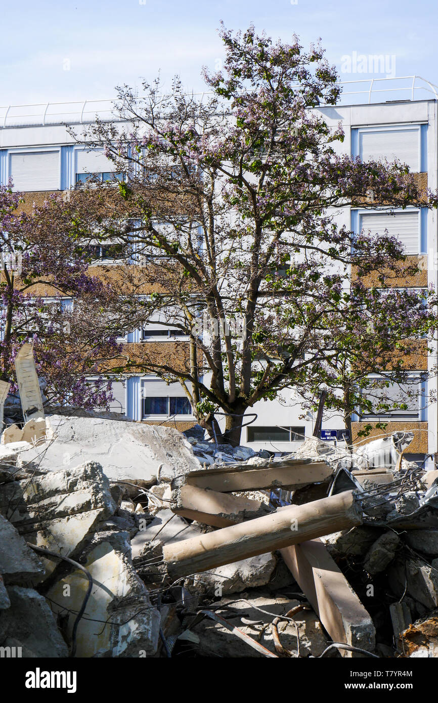Demolition work, Lyon, Rhone, France Stock Photo