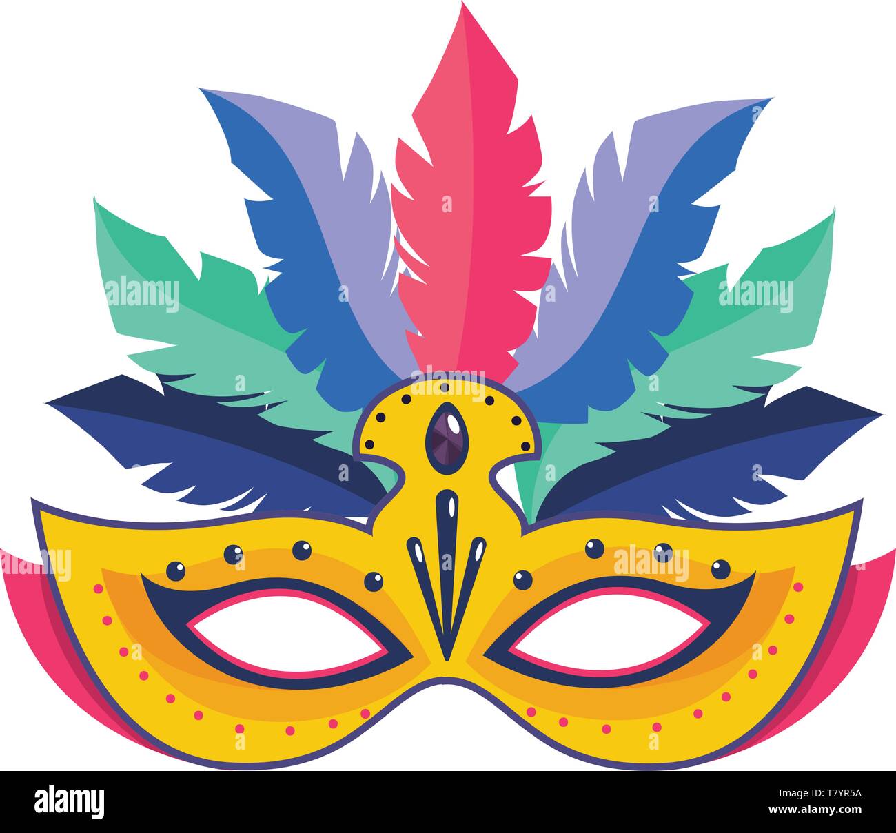 mask carnival flat style with feathers and diamond isolated vector  illustration graphic design Stock Vector Image & Art - Alamy