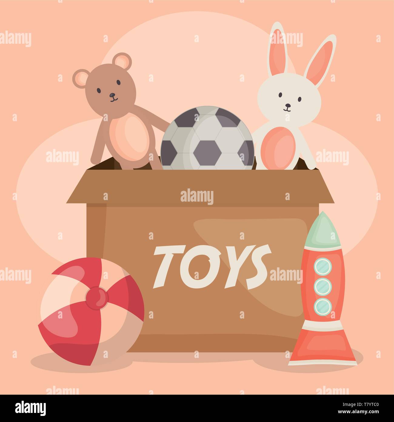 baby toys in carton box vector illustration design Stock Vector Image