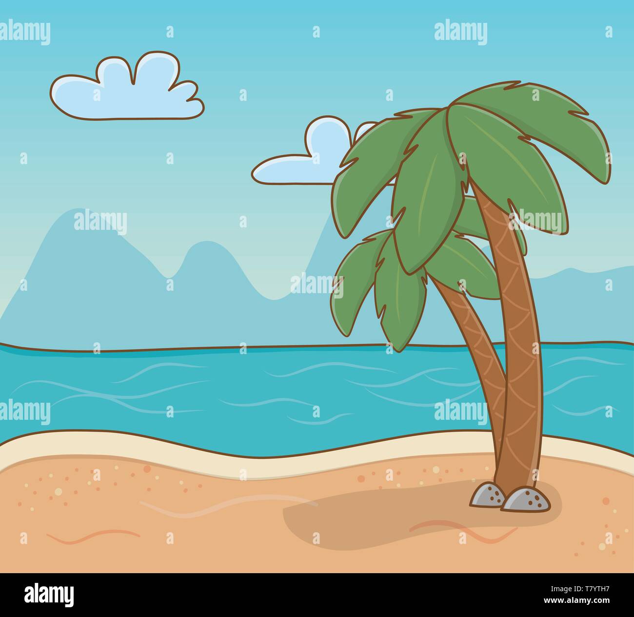 tree palms beach scene vector illustration design Stock Vector Image ...