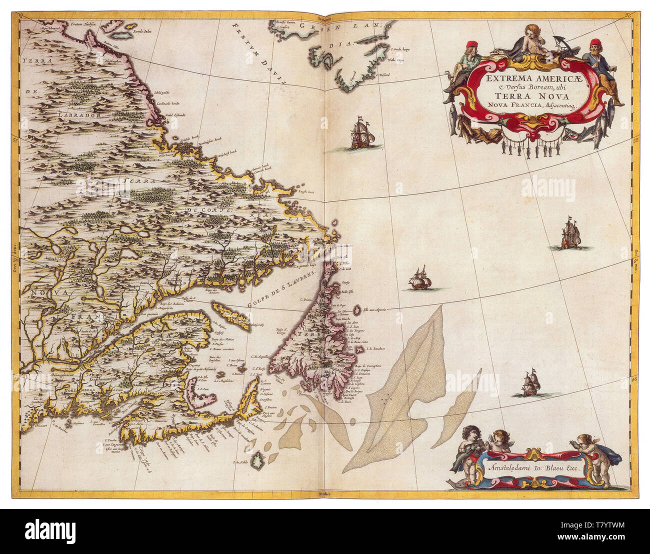 Joan Blaeu, Gulf of Saint Lawrence Map, 17th Century Stock Photo