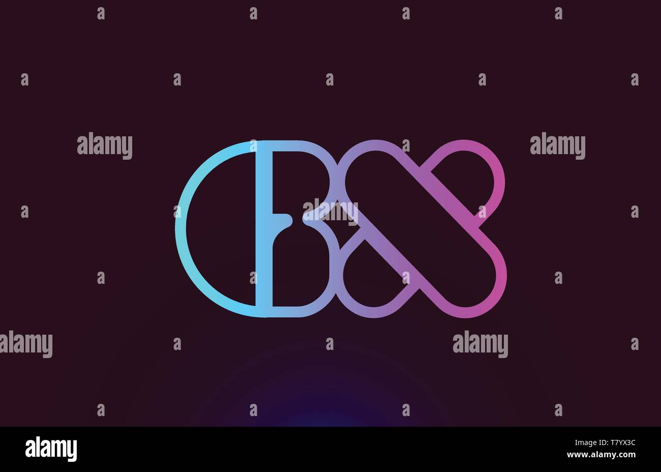 GX G X pink line joined alphabet letter combination suitable as a logo ...