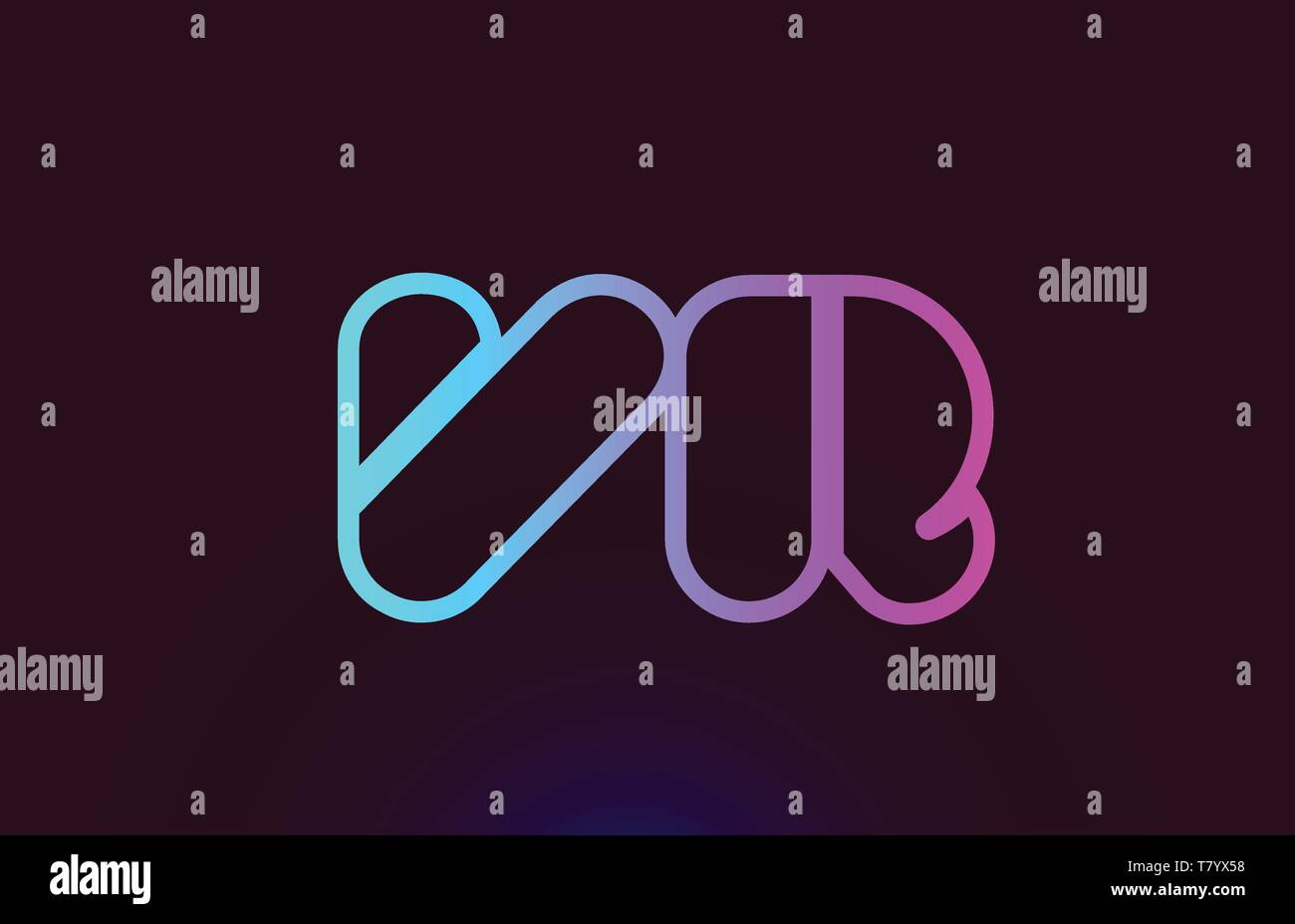 VR V R pink line joined alphabet letter combination suitable as a logo ...