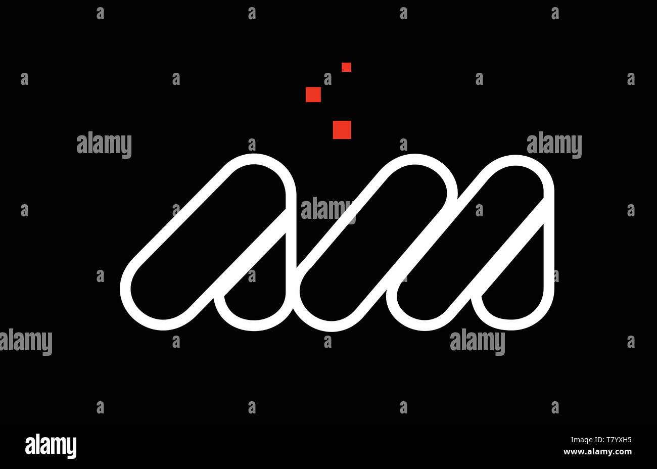 AM A M black white red dots alphabet letter combination suitable as a ...