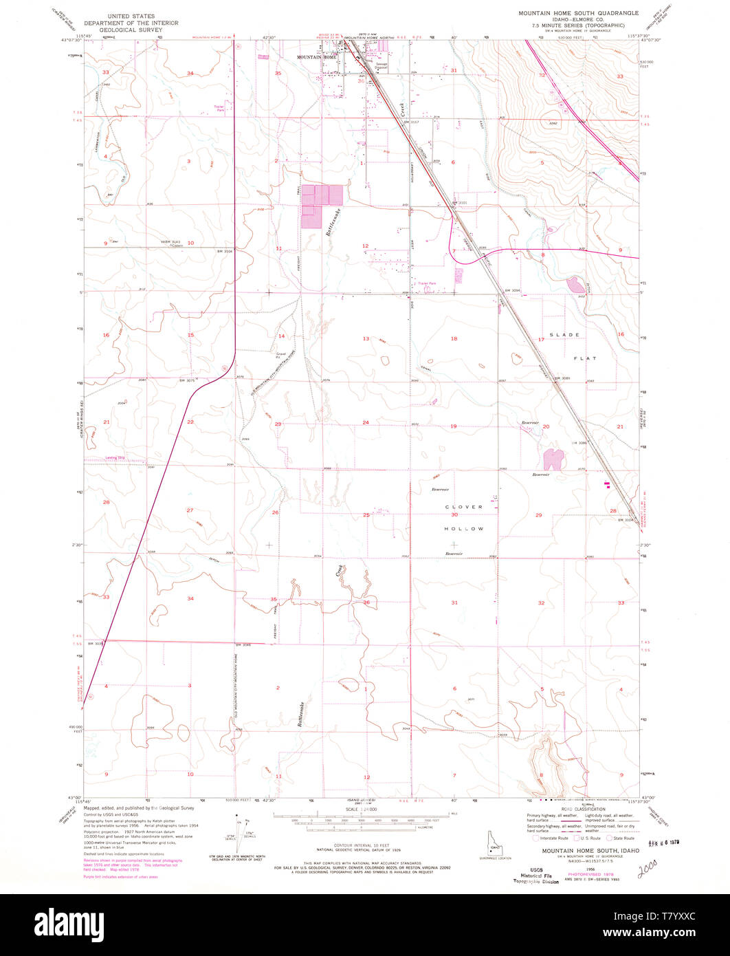 Usgs Topo Map Idaho Id Mountain Home South 237312 1956 24000