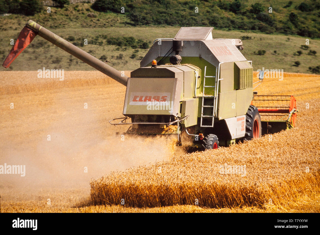 Combine harvester in operation, harvest time UK Stock Photo