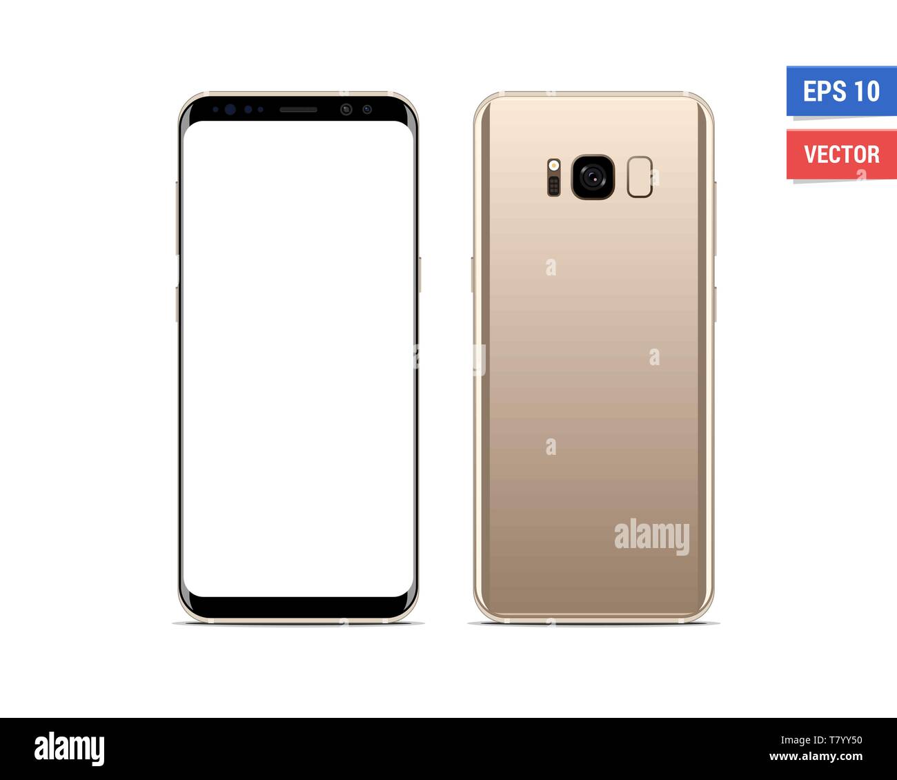 Realistic vector flat mockup Samsung Galaxy S8 with blank screen