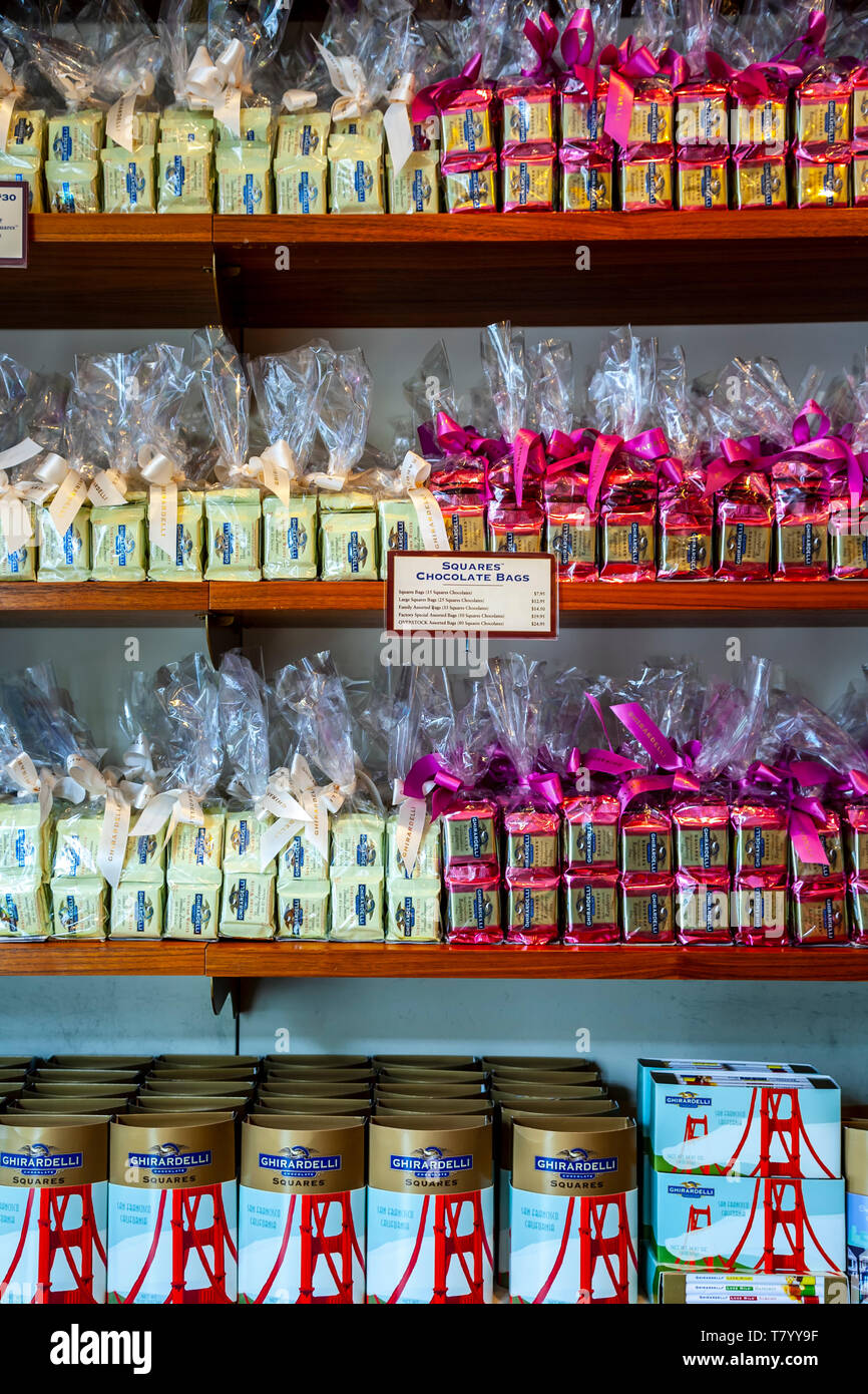 Ghirardelli Chocolates display, San Francisco, California USA Stock