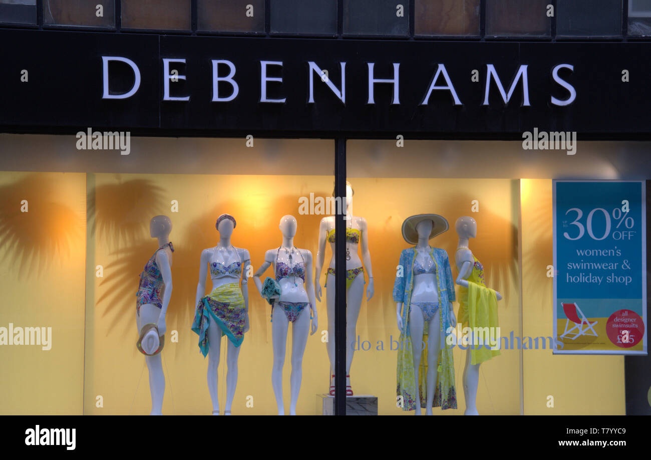 Shop window of Debenhams Department Store, Market Street, Manchester, uk. Stock Photo