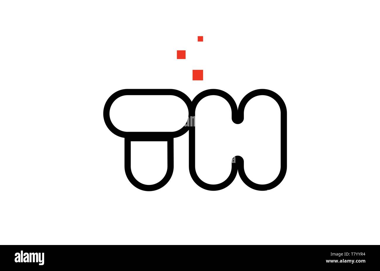 TH T H black white red dots alphabet letter combination suitable as a ...