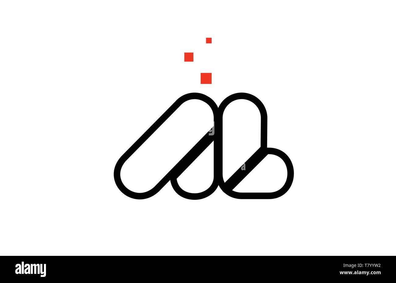 AL A L black white red dots alphabet letter combination suitable as a ...