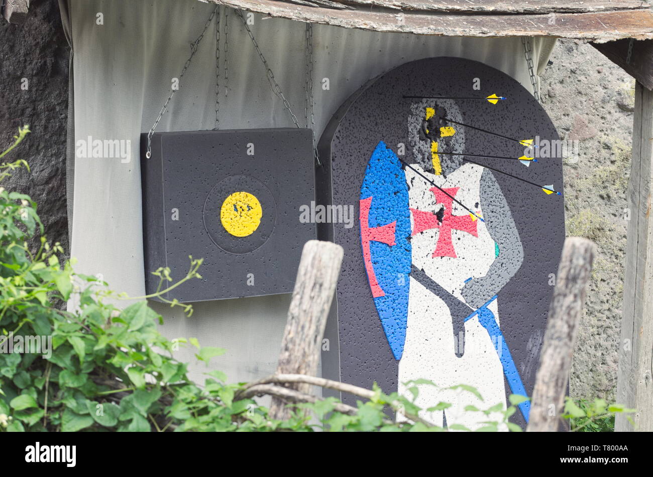 Medieval Knight Archery Target Made of Grey Plastic Foam Stock Photo