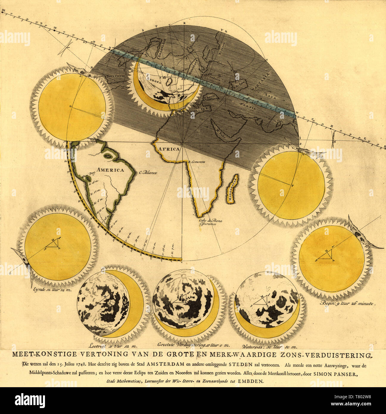 Solar Eclipse, 1748 Stock Photo