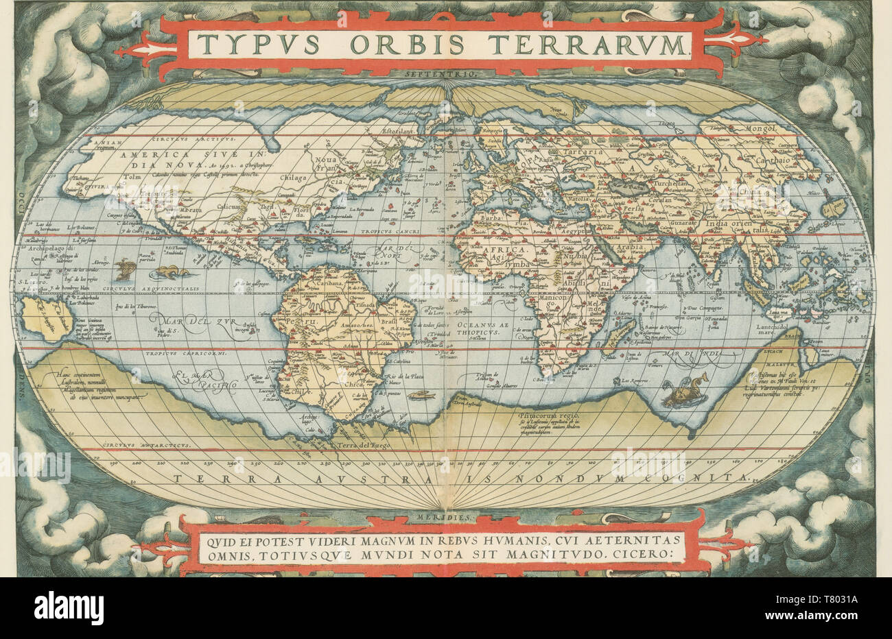 Theatrum Orbis Terrarum, World Map, 1570 Stock Photo