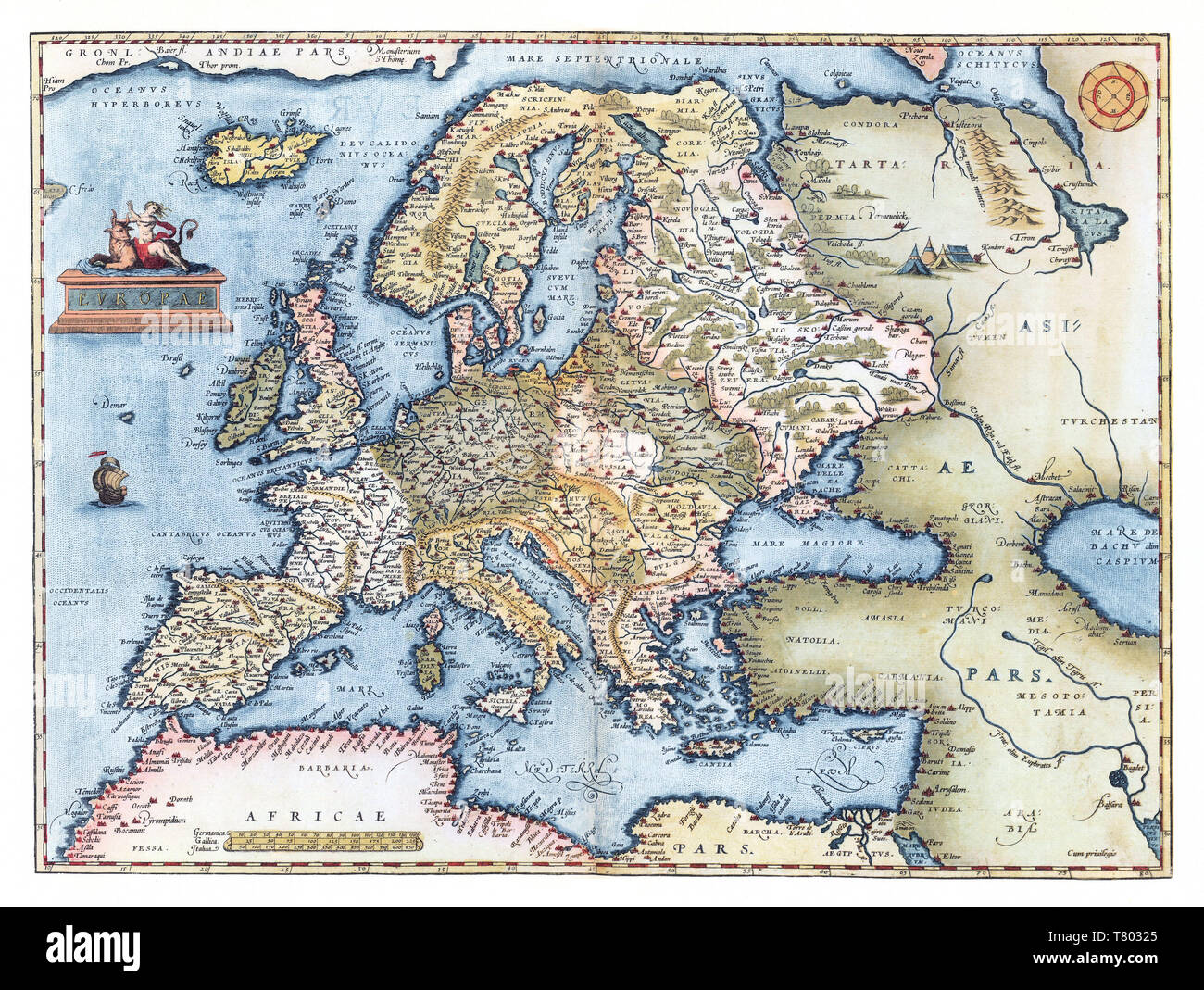 Theatrum Orbis Terrarum, Europe, 1570 Stock Photo