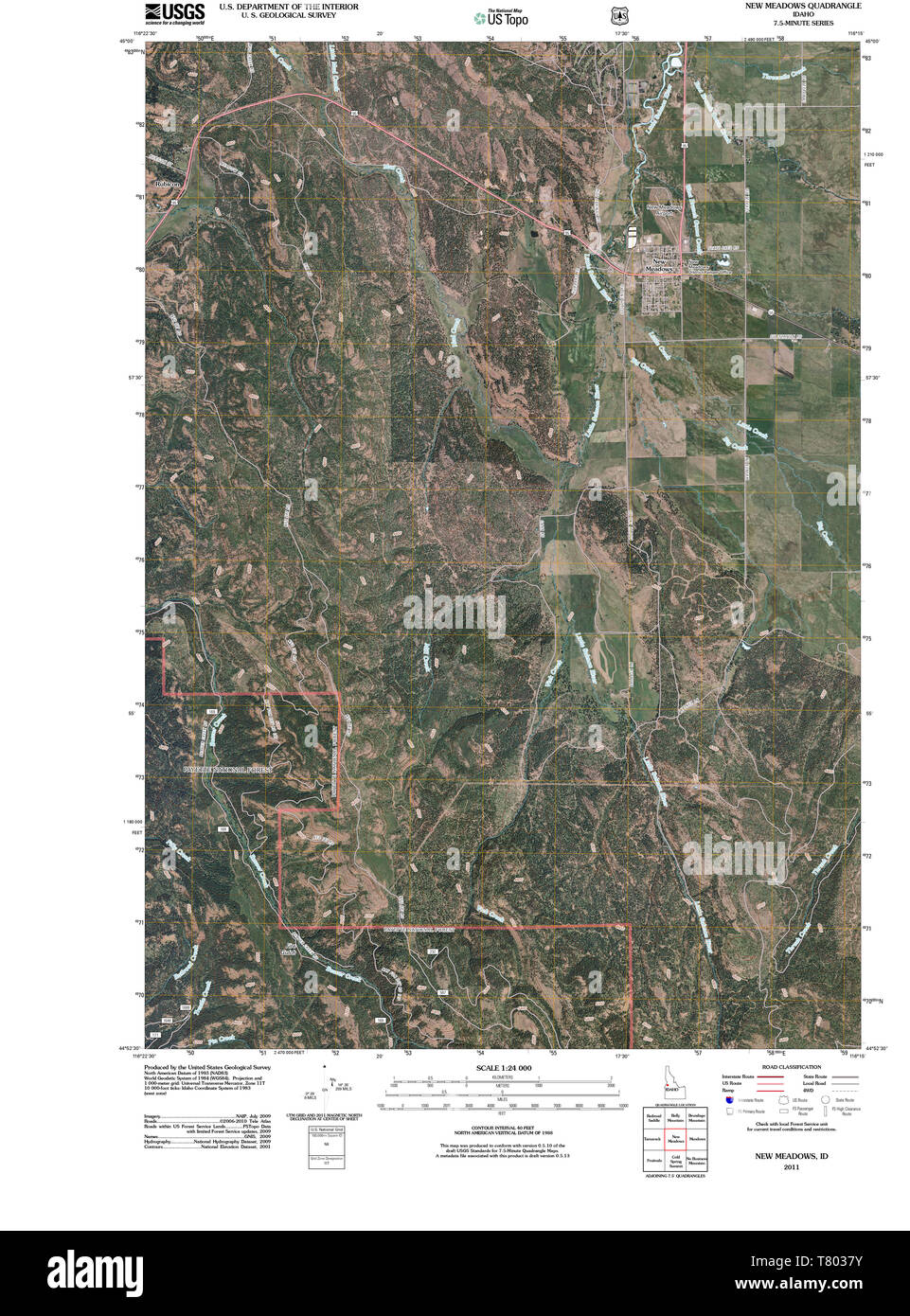 USGS TOPO Map Idaho ID New Meadows 20110215 TM Restoration Stock Photo Alamy