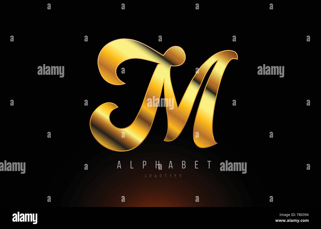 Gold golden letter M logo design with metal look suitable for a company or business Stock Vector