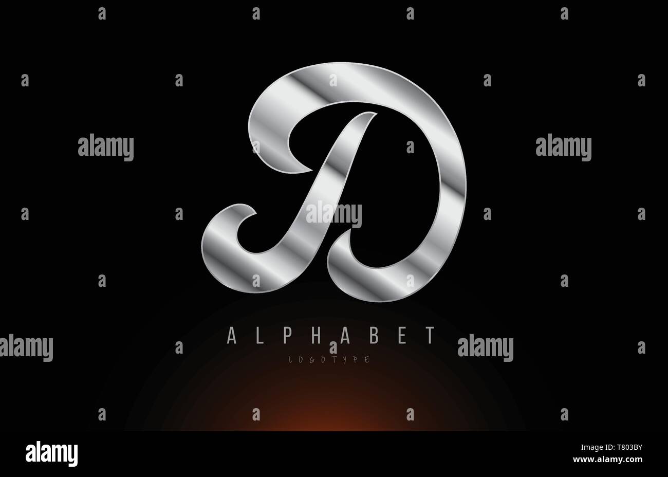 Silver grey metallic letter D logo design with metal look suitable for ...