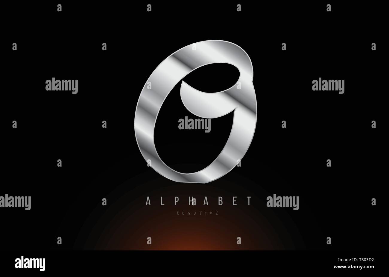Silver grey metallic letter O logo design with metal look suitable for ...