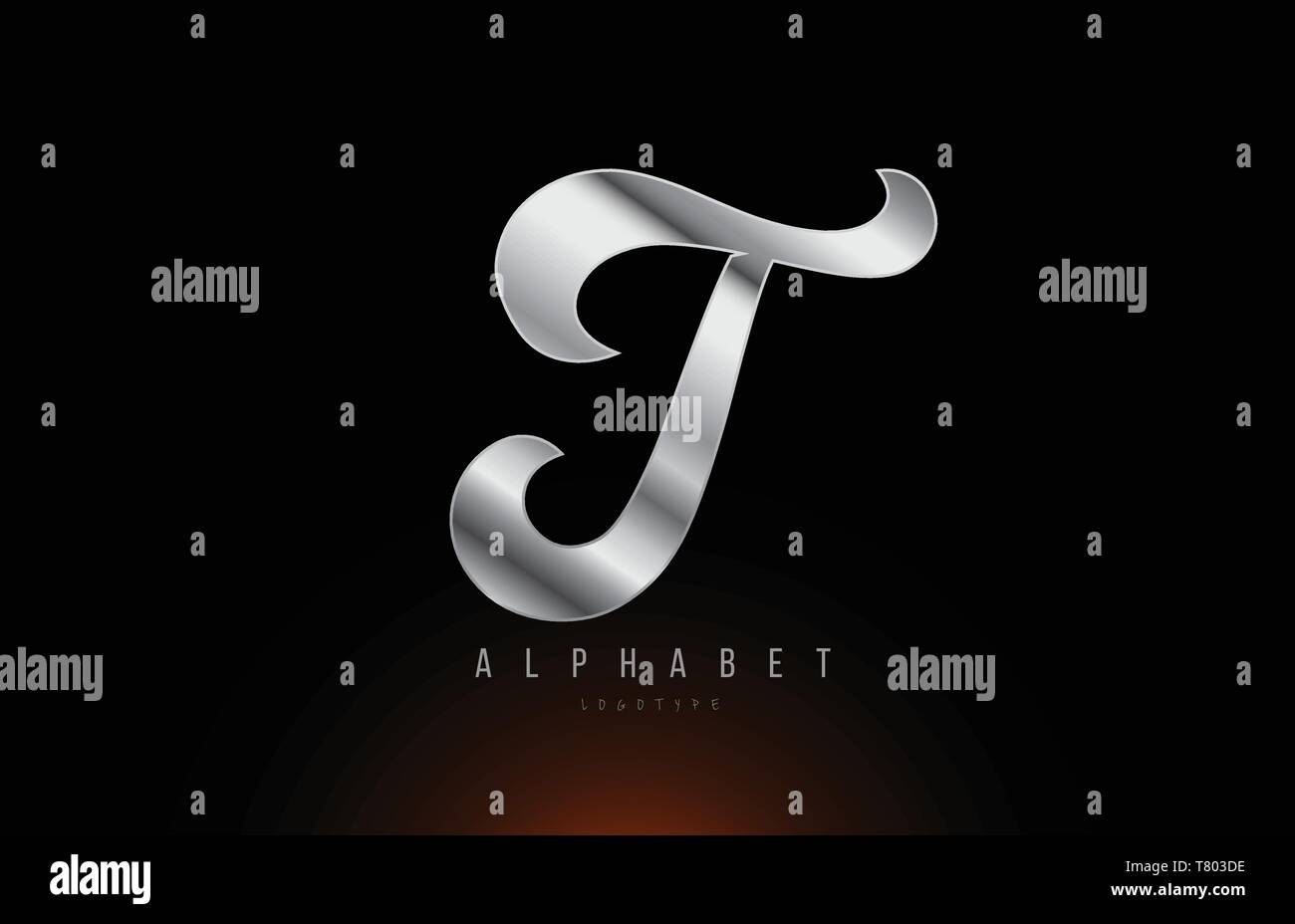 Silver grey metallic letter T logo design with metal look suitable for ...