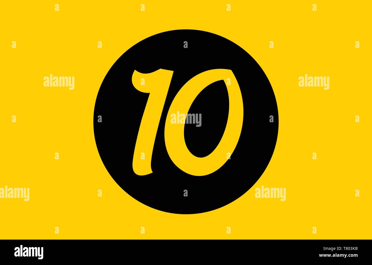 yellow number 10 icon design with black circle suitable for a