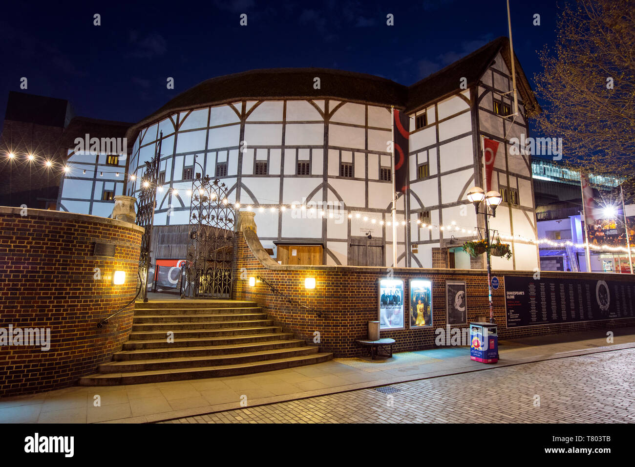 London, UK - April 1st 2019: A view of the reconstruction of the historic Globe Theatre - an Elizabethan playhouse associated with William Shakespeare Stock Photo