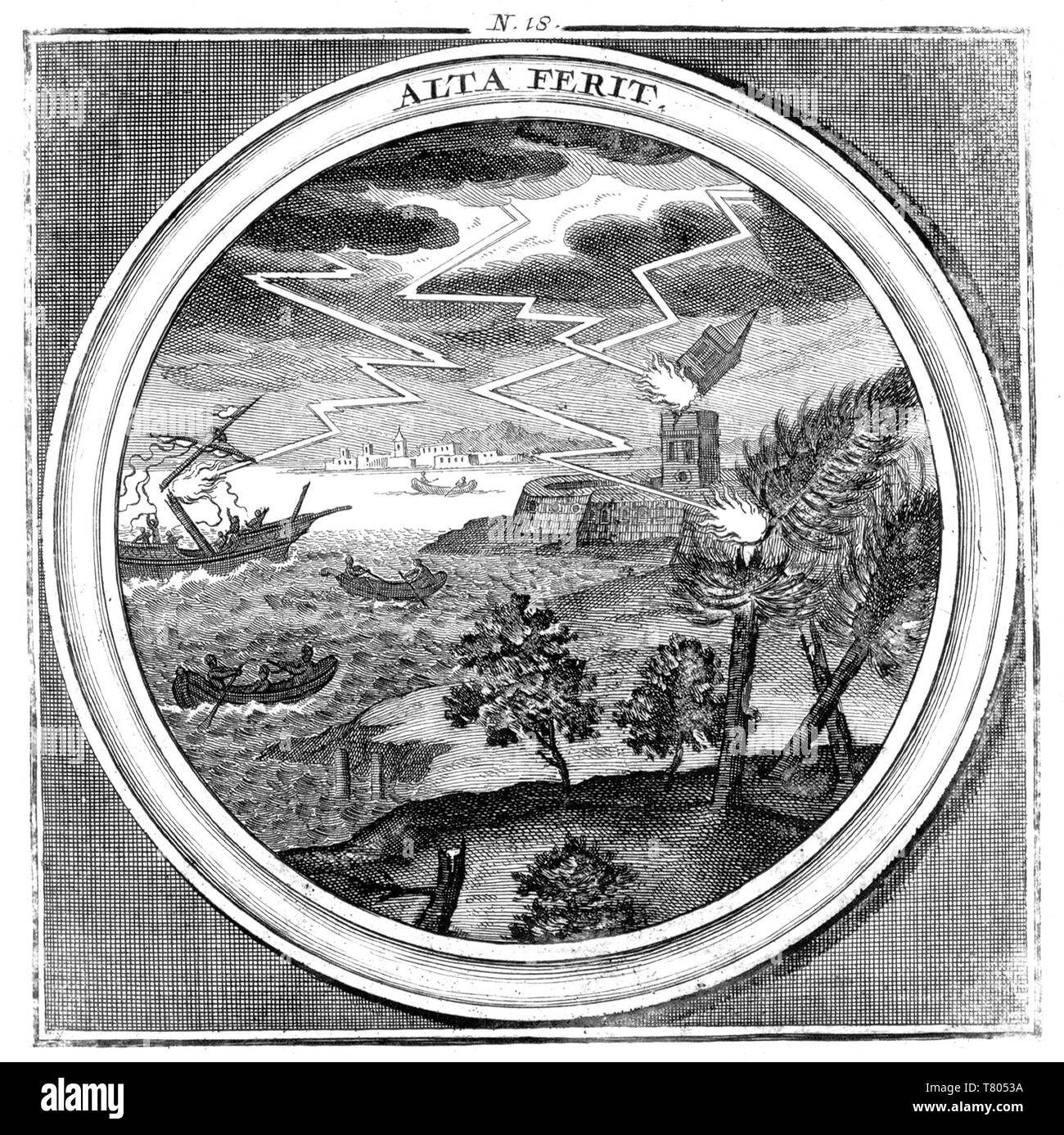 Meteorologia, Lightning, 1709 Stock Photo