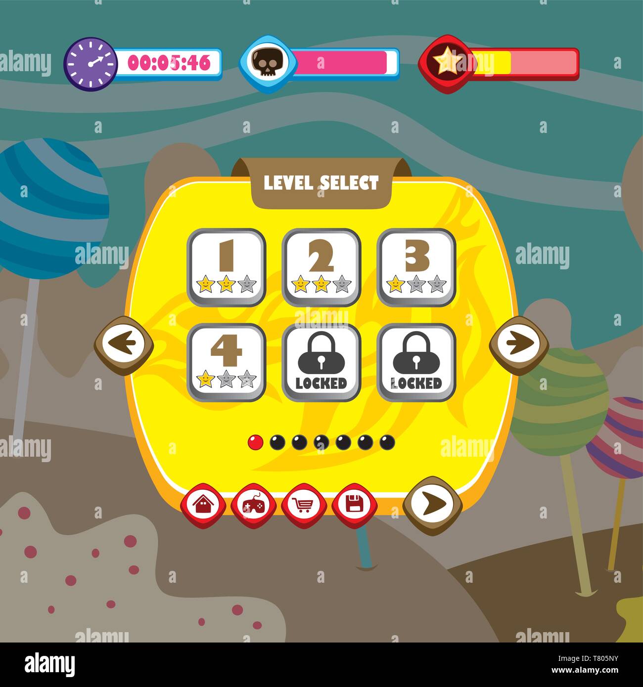 Game ui menu application mobile app Royalty Free Vector