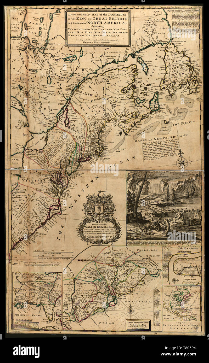 Herman Moll, North America, English Dominions, 1731 Stock Photo