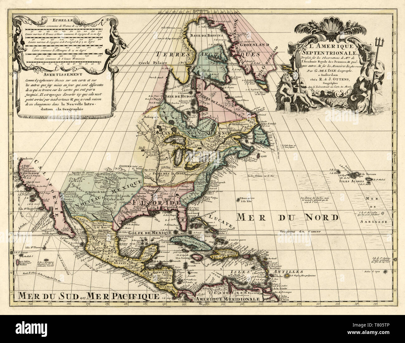 Guillaume Delisle, North America Map, 1760s Stock Photo