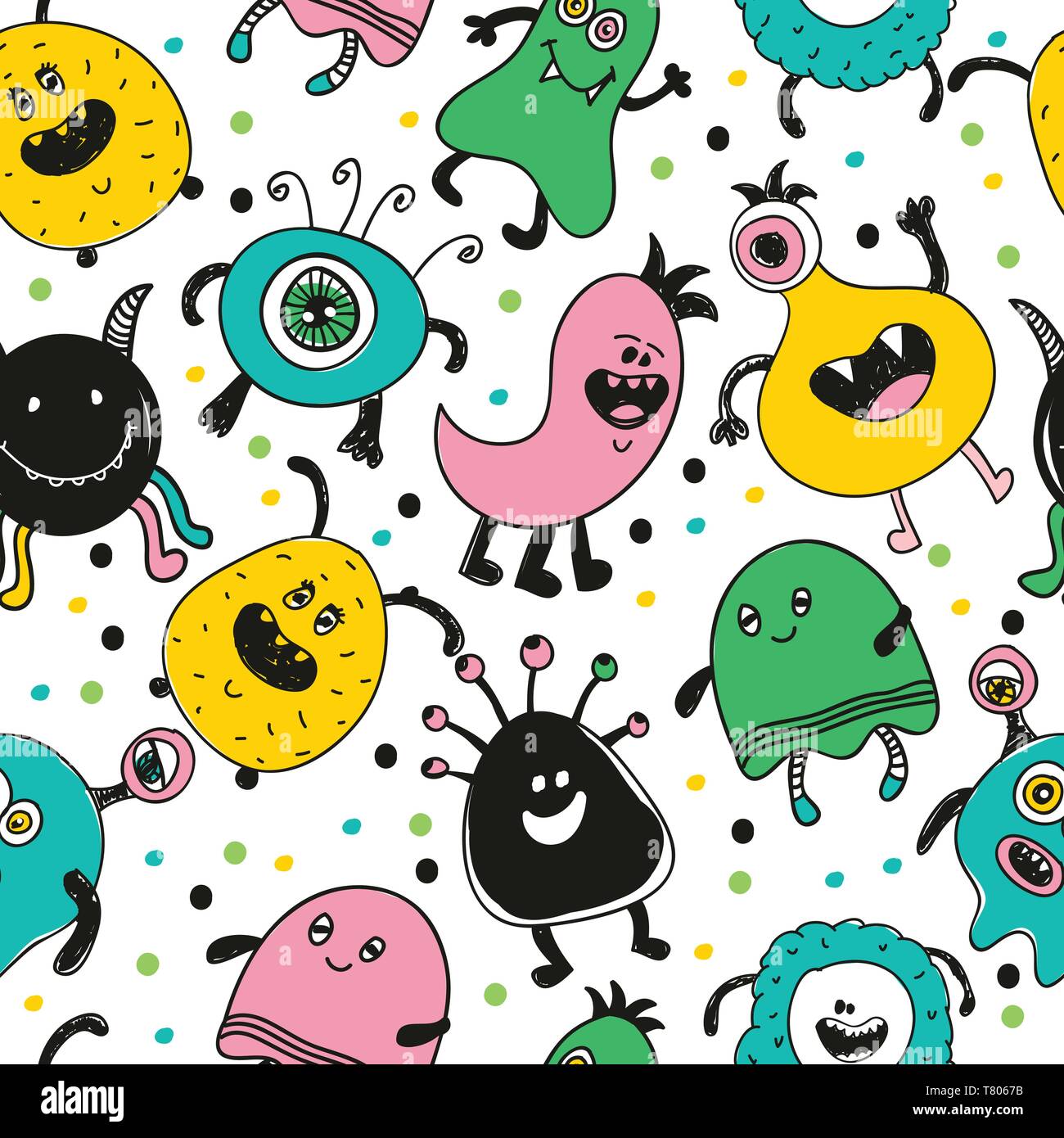 Seamless baby pattern with monsters vector illustration Stock Vector ...