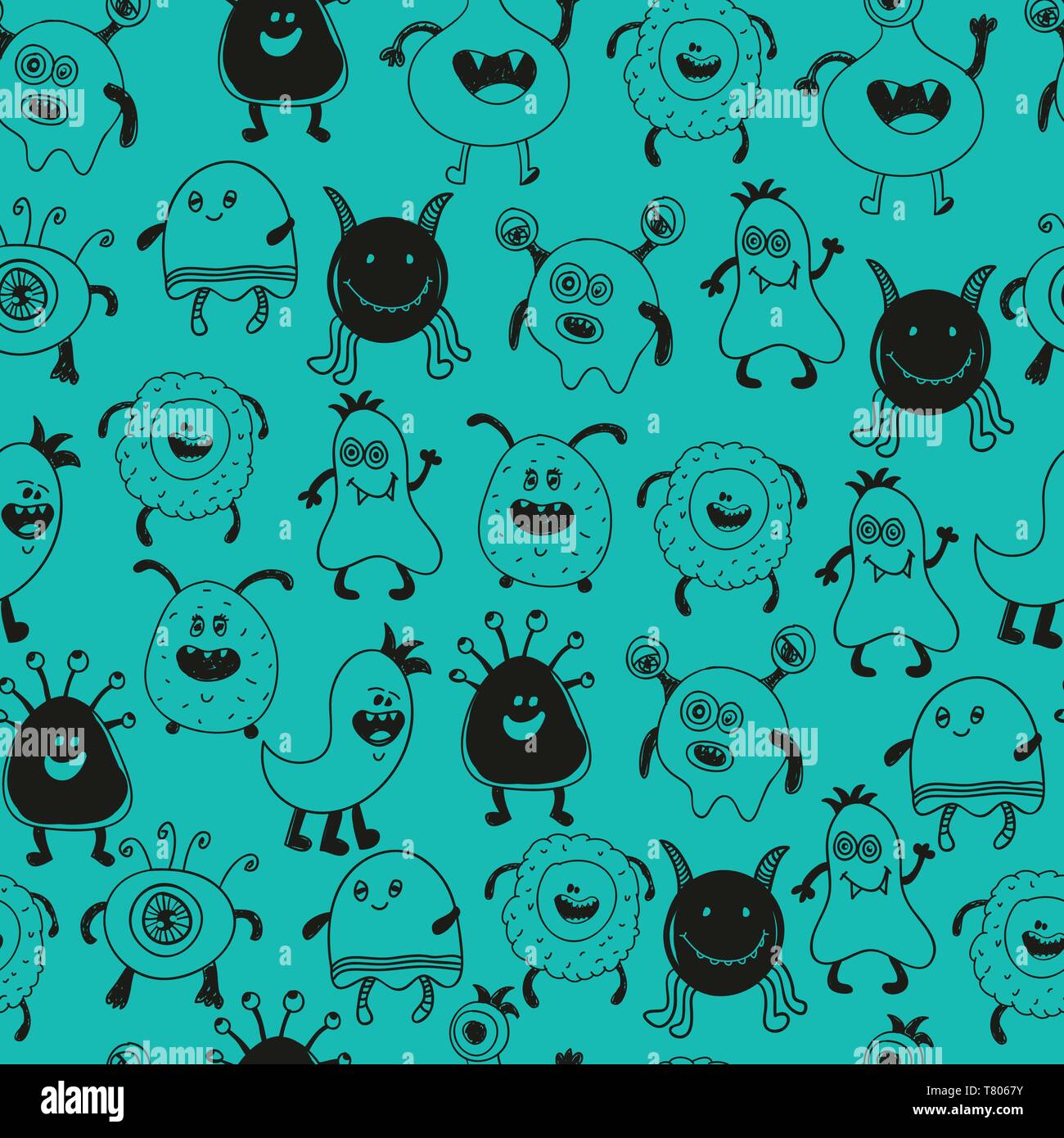Seamless baby pattern with monsters vector illustration Stock Vector ...