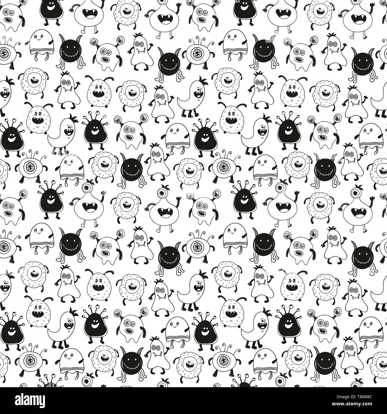 Seamless baby pattern with monsters vector illustration Stock Vector ...