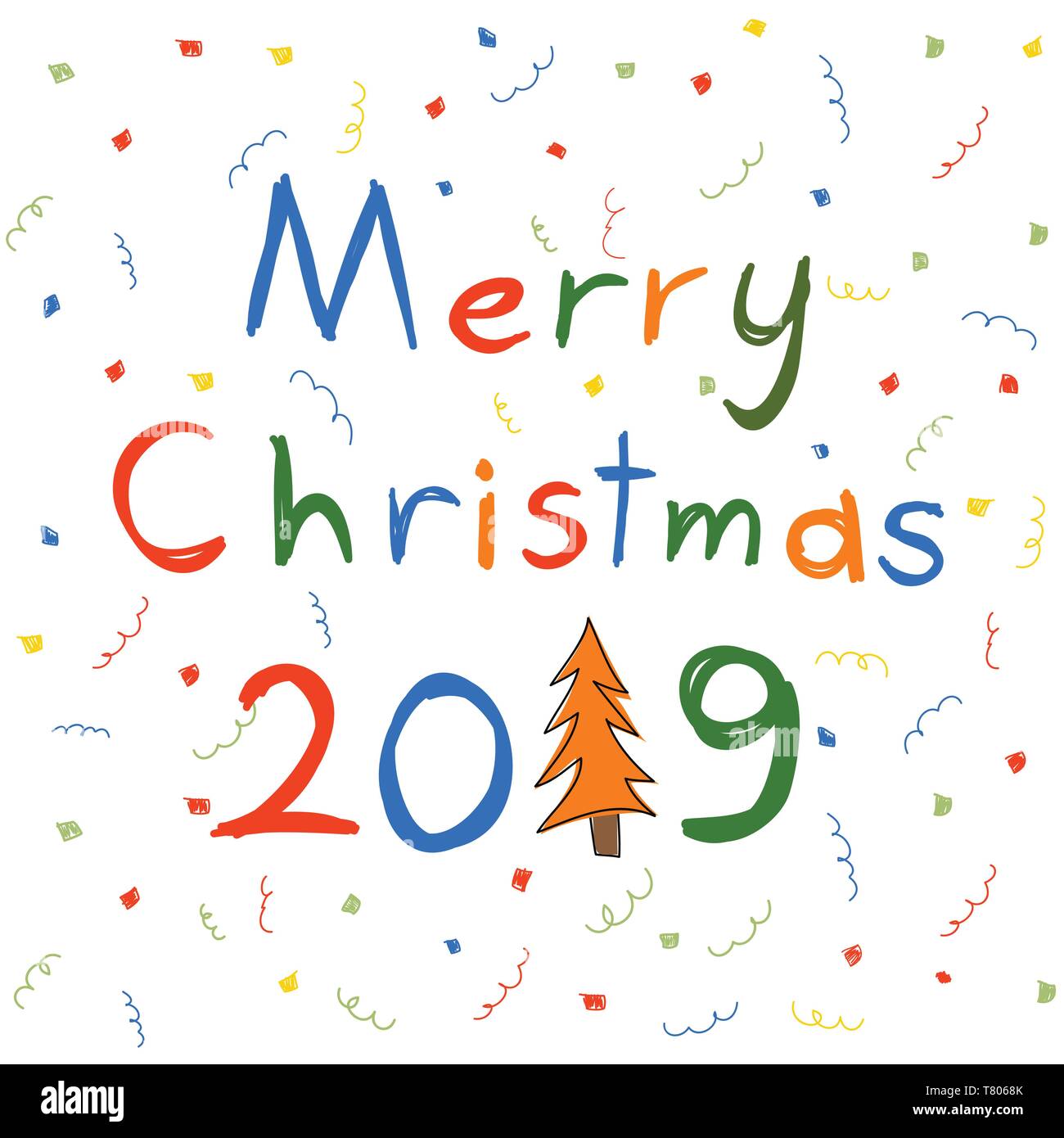 Merry Christmas Postcard, vector illustration Stock Vector