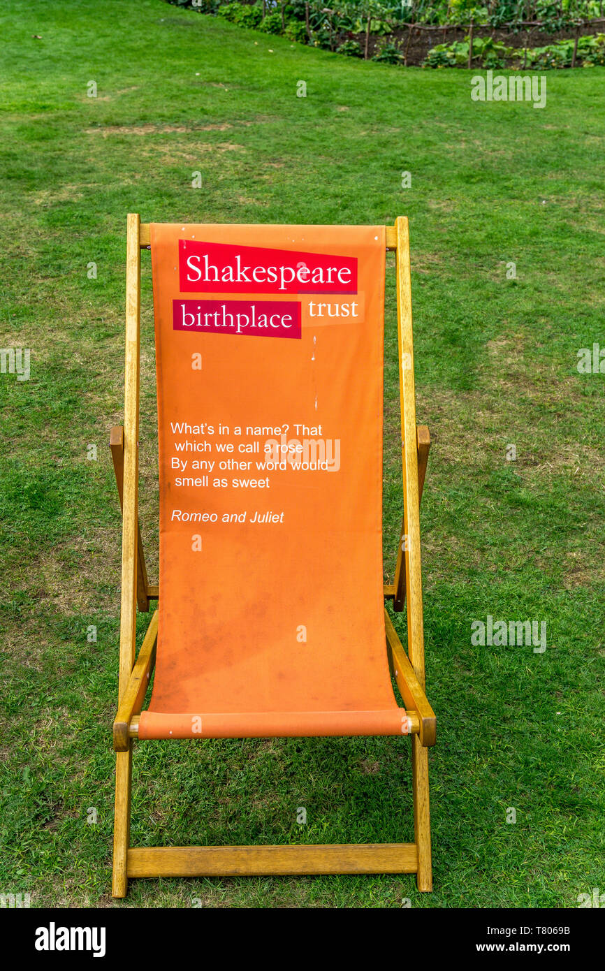 Deck chairs in the grounds of Hall's croft, StratforduponAvon