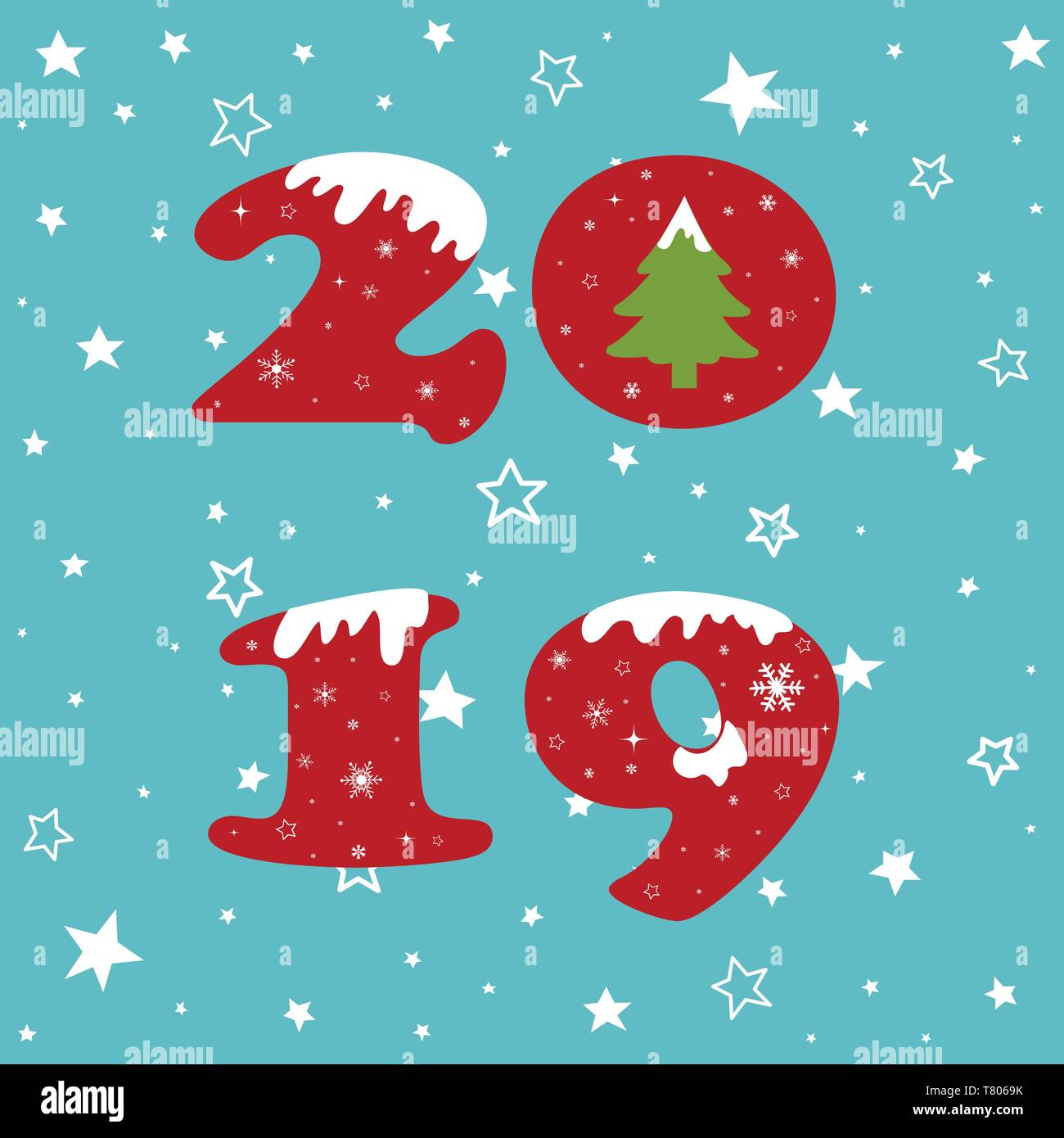Happy New Year 2019 Text Design Pattern Stock Vector
