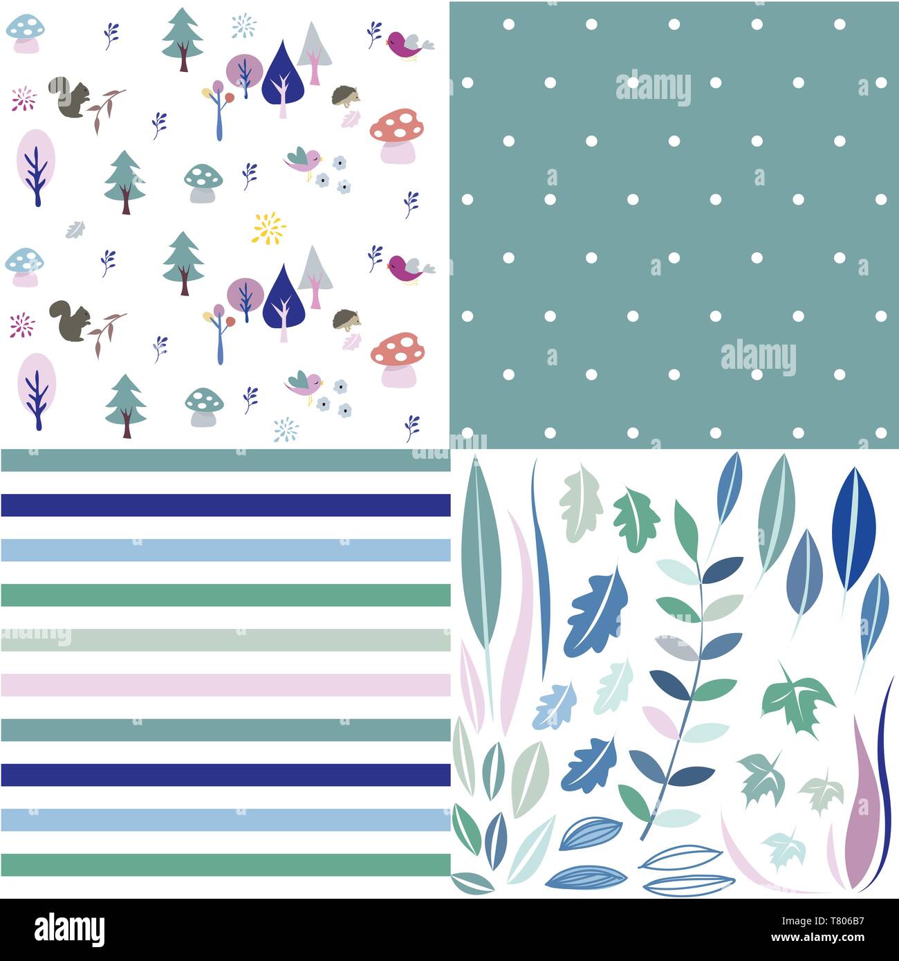 Seamless natural ornament patterns set Stock Vector