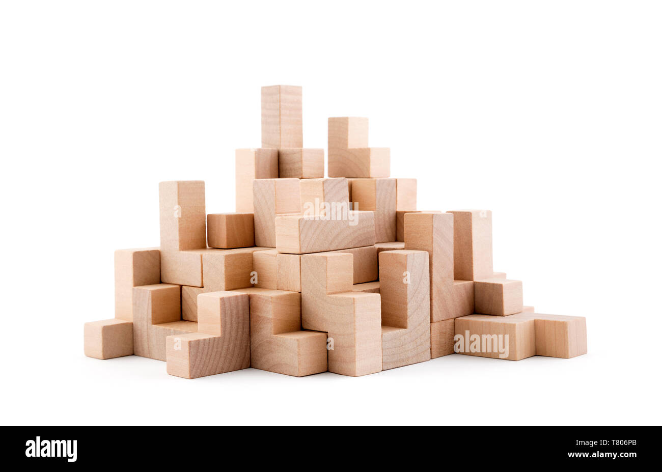 Wooden blocks isolated on white background with clipping path Stock Photo