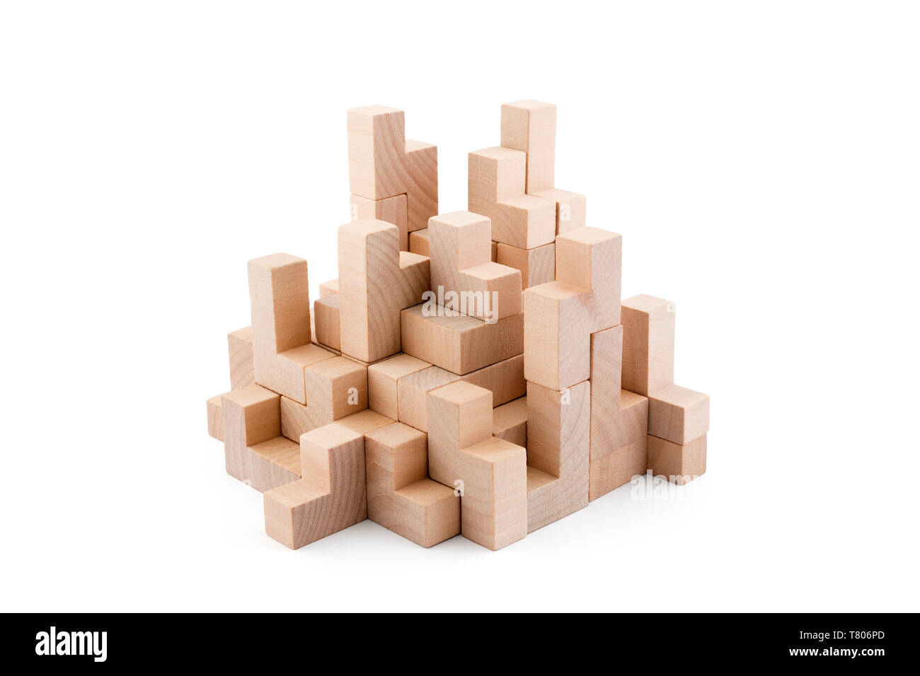 Wooden blocks isolated on white background with clipping path Stock Photo