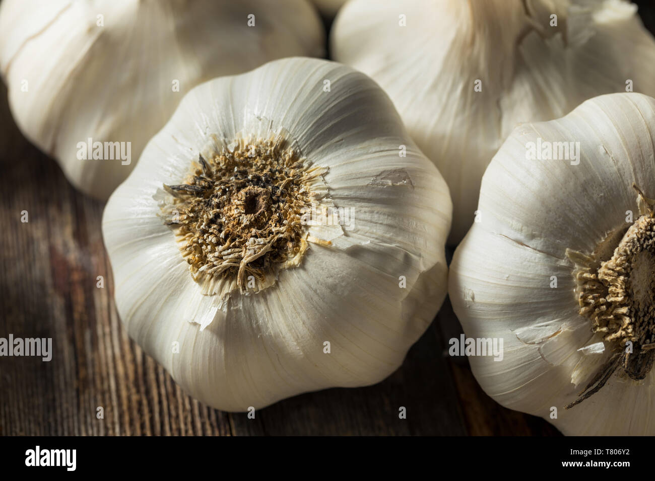 Raw Organic Garlic Bulbs Ready to Cook With Stock Photo