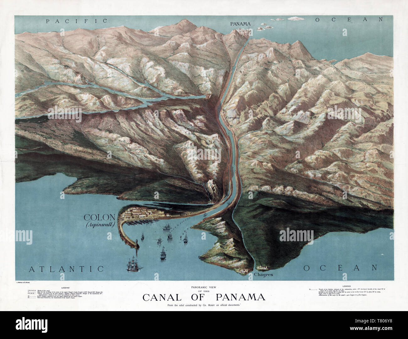 Panama Canal, Relief, 1881 Stock Photo