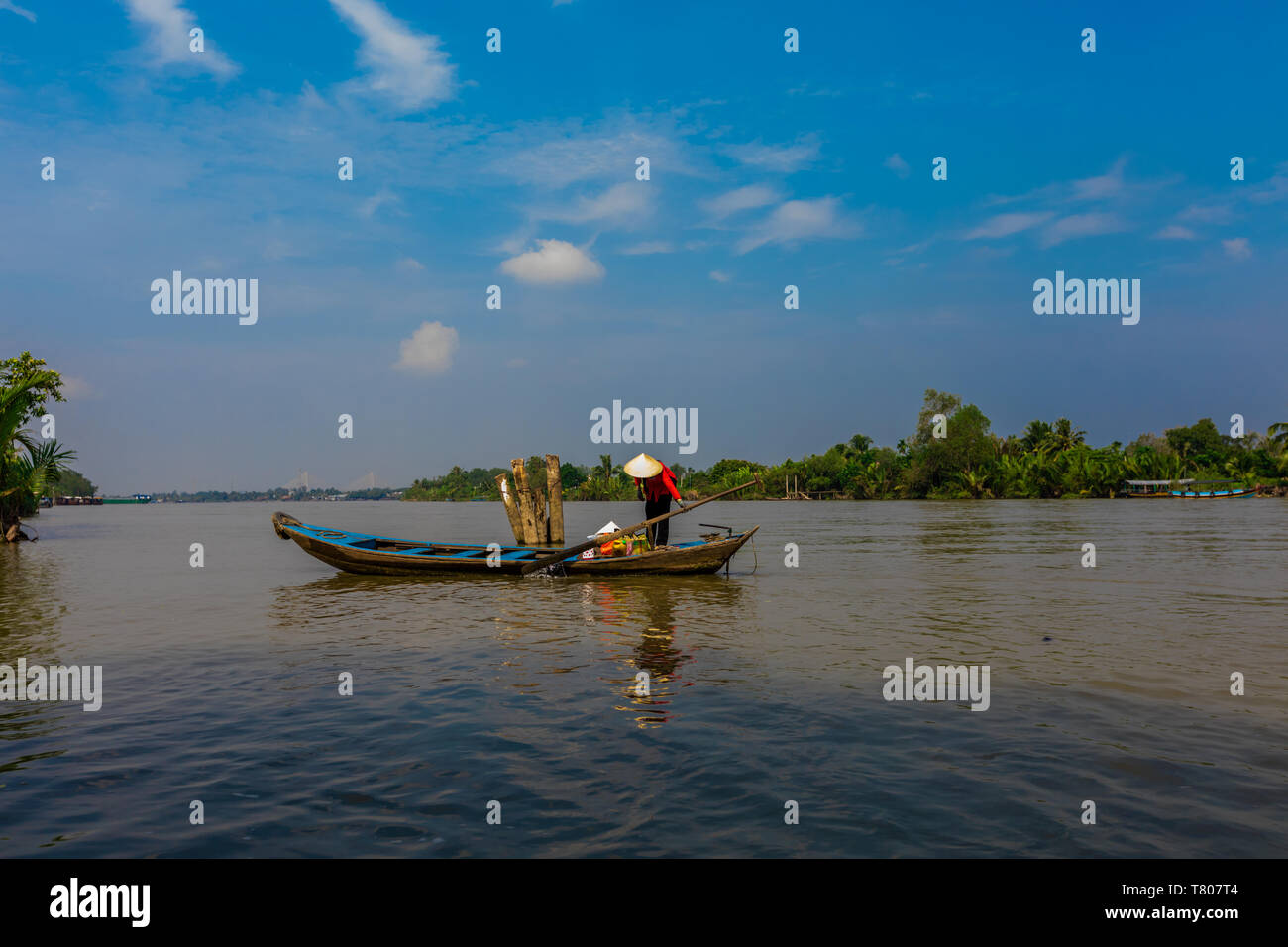 Fisherman on the river, Vietnam, Indochina, Southeast Asia, Asia Stock Photo