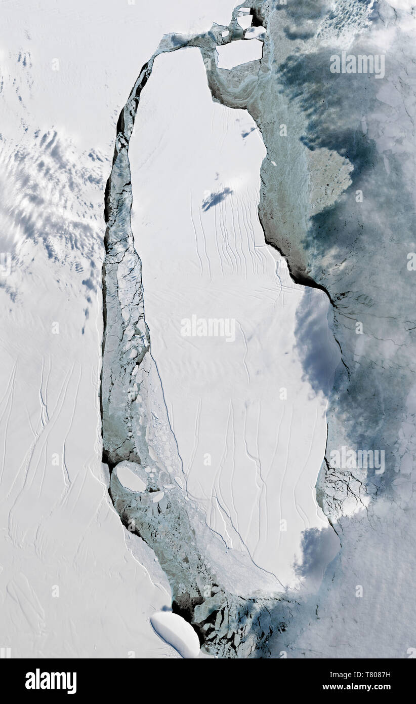 Larsen C iceberg, September 2017, satellite image Stock Photo